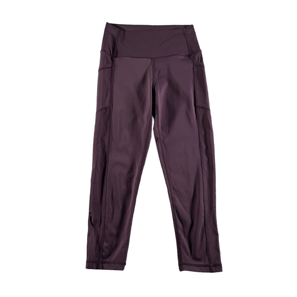 Zyia Active Leggings Womens 4 Purple Brilliant Hi-Rise Side Pockets Capri 20"